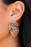 Butterfly Frills - Silver Paparazzi  Post Earrings