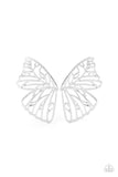 Butterfly Frills - Silver Paparazzi  Post Earrings