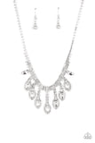 REIGNING ROMANCE - WHITE RHINESTONE SILVER NECKLACE - PAPARAZZI LIFE OF THE PARTY NOVEMBER 2022