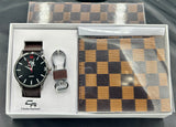 Lt & Dk Brown Watch, Wallet and Keychain Gift Set