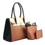 Brown/Sandy/Black Fashion Handbag and Tote 3 in 1