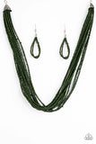 Wide Open Space  Paparazzi  Dark Green Seed Bead Necklace