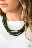 Wide Open Space  Paparazzi  Dark Green Seed Bead Necklace