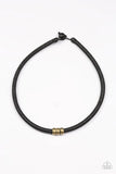 Trail Rules   Paparazzi Black Cord Necklace W/3 Shiny Brass Beads