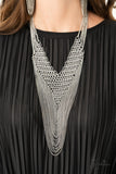 DEFIANT ~ Paparazzi 2020 (RETIRED) ZI Collection Silver V-Shaped Net Necklace