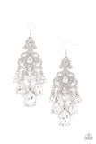 Queen Of All Things Sparkly - White Paparazzi Accessories Earrings