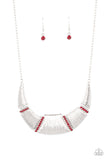 Going Through Phases - Red Paparazzi Plate Necklace