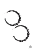 Glamour Graduate - Black Paparazzi Bead Hoop Earrings