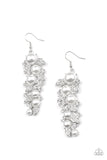 The Party Has Arrived - White Paparazzi LOP Pearls and Rhinestones Leafy Earrings