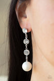 Yacht Scene - White  Paparazzi Post Earrings