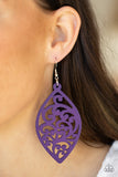 Coral Garden - Purple  Paparazzi Wood Earrings