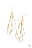 Shape Shifting Shimmer - Gold Paparazzi Mismatched Geometric Earrings