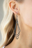 Shape Shifting Shimmer - Black Paparazzi Mismatched Geometric Earrings