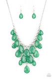 Front Row Flamboyance - Green  Paparazzi Oversize Teardrop Necklace