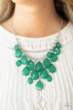 Front Row Flamboyance - Green  Paparazzi Oversize Teardrop Necklace