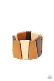 Barbados Backdrop - Multi Paparazzi Stretchy Wood Bracelet