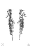 Thunderstruck Sparkle - Black Paparazzi Tapered Fringe Ear Crawler Earrings