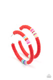 Colorfully Contagious - Red Paparazzi Hoop Earrings