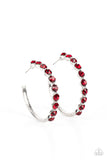 Photo Finish - Red  Paparazzi Rhinestones Hoop Earrings