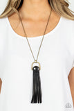 Winslow Wanderer - Brass Paparazzi Necklace w/Black Tassle