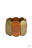 Natural Nirvana - Brass Paparazzi Wood Stretchy Bracelet