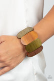 Natural Nirvana - Brass Paparazzi Wood Stretchy Bracelet