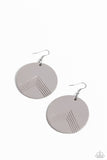 On the Edge of Edgy - Silver Paparazzi Leather Earrings