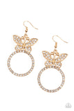 Paradise Found - Gold Paparazzi Butterfly Earrings