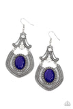 Panama Palace - Blue Paparazzi Silver Oversized Gem Earrings