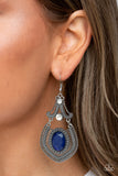 Panama Palace - Blue Paparazzi Silver Oversized Gem Earrings