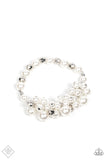 Elegantly Exaggerated - White Fashion Fix Paparazzi Bracelet