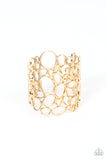 All Turned Around - Gold Paparazzi Oversized Cuff Bracelet