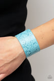 Rosy Wrap Up - Blue Paparazzi Leather Snap Bracelet