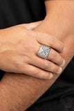 Pyramidal Powerhouse - White Paparazzi Men Ring