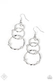 Revolving Radiance - Paparazzi White Trio Circles with Rhinestones Earrings