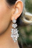 Frozen Fairytale - White Paparazzi Icy Statement Earrings