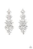 Frozen Fairytale - White Paparazzi Icy Statement Earrings