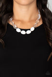 Private Paradise - White Paparazzi Mismatched Icy, Crystal and White Acrylic Necklace