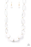 Private Paradise - White Paparazzi Mismatched Icy, Crystal and White Acrylic Necklace