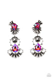 Ultra Universal - Pink Paparazzi LOP Iridescent Teardrop Gem Earrings