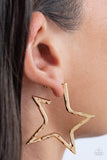 All-Star Attitude - Gold Paparazzi Star Hoop Earrings