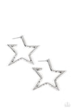 All-Star Attitude - Silver Paparazzi Star Hoop Earrings