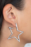 All-Star Attitude - Silver Paparazzi Star Hoop Earrings