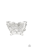 Fearless Flutter - White Paparazzi June LOP Butterfly Ring