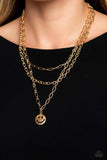 Winking Wanderer - Gold Paparazzi Trio Link Necklace