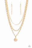 Winking Wanderer - Gold Paparazzi Trio Link Necklace