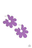 Flower Power Fantasy - Purple Paparazzi Abstract Flower Hoops