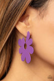 Flower Power Fantasy - Purple Paparazzi Abstract Flower Hoops