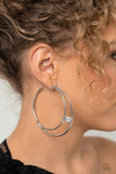 Theater HOOP - White Paparazzi Hoop Earrings