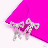 Just BOW With It - White Paparazzi LOP August 2023 Earrings